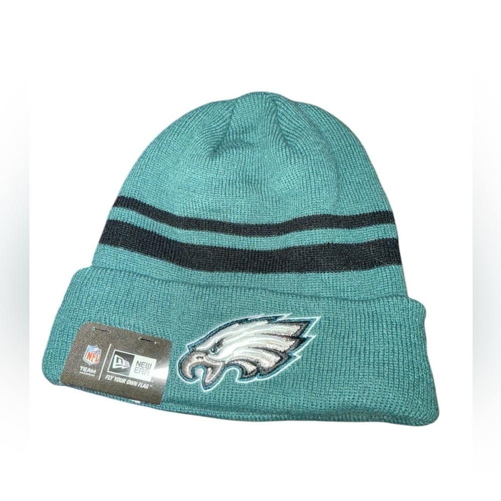 Men's New Era Midnight Green Philadelphia Eagles Team Logo Cuffed Knit Hat - Picture 2 of 4